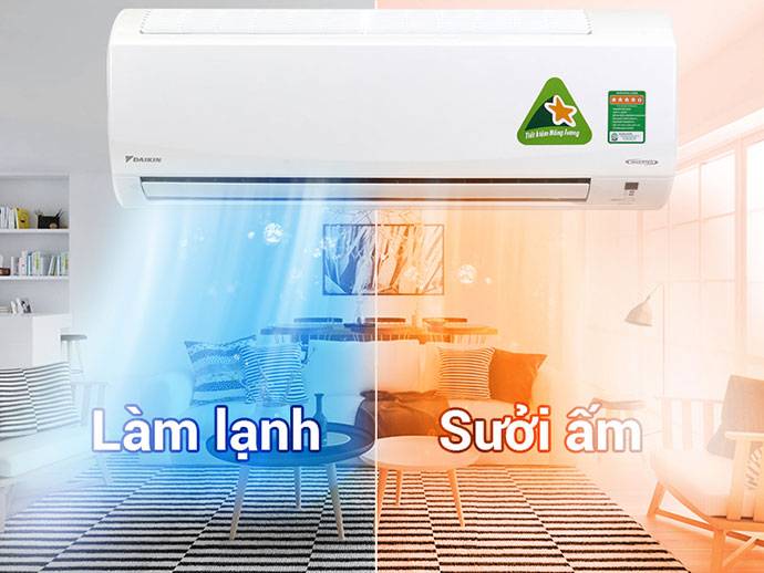 Máy lạnh Daikin 1 chiều làm mát tốt, 2 chiều dùng được cả mùa lạnh.