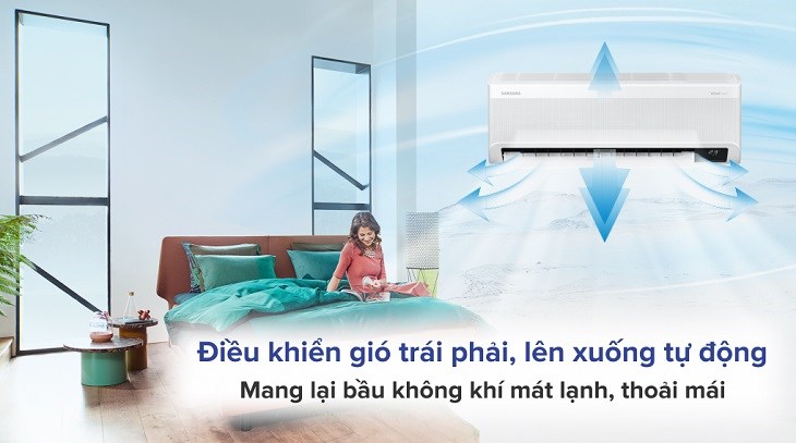 Cánh đảo gió 4 chiều giúp phân bổ khí lạnh đồng đều khắp không gian.