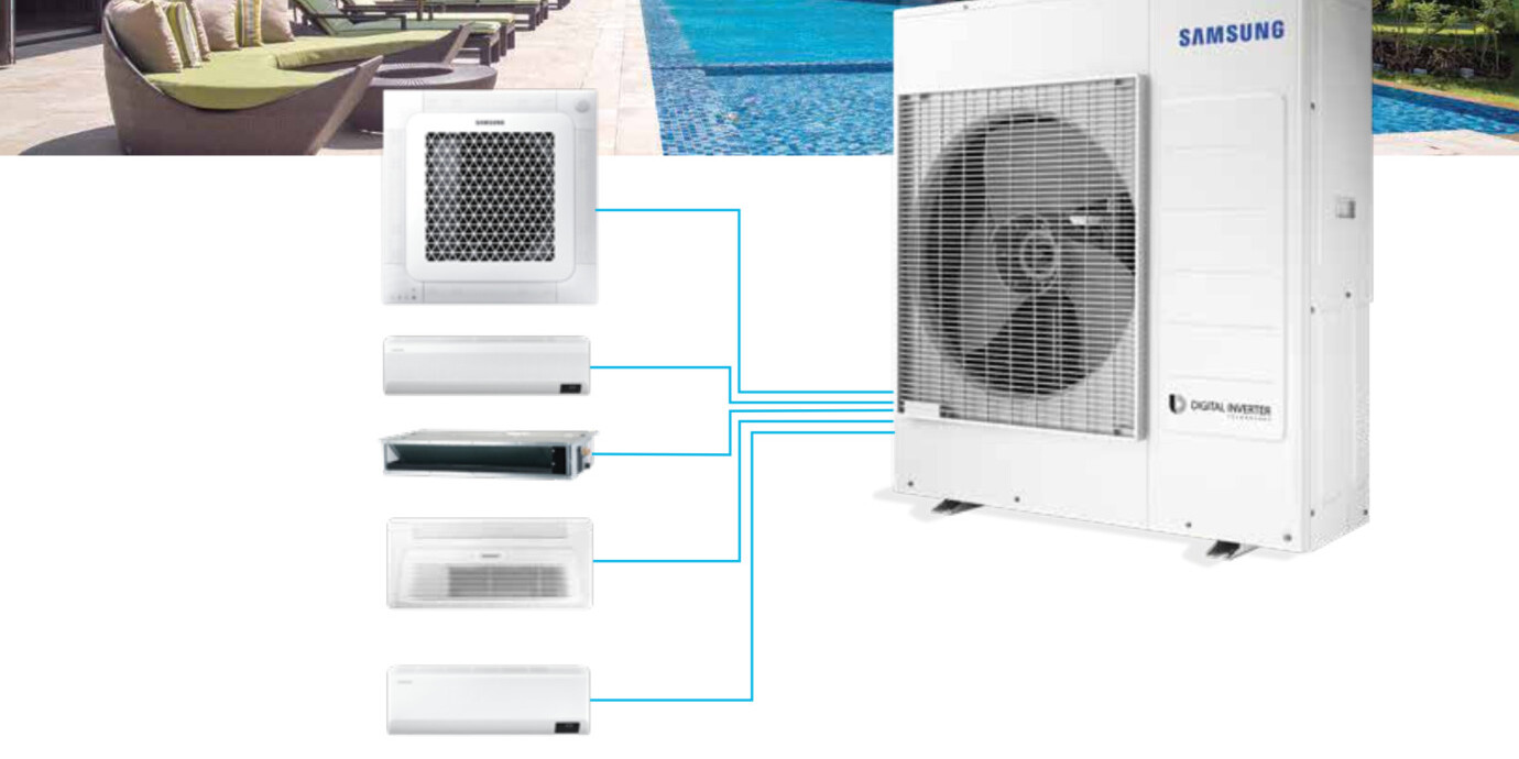 Hệ thống Multi Samsung giúp kết nối nhiều dàn lạnh, tiết kiệm không gian lắp đặt.