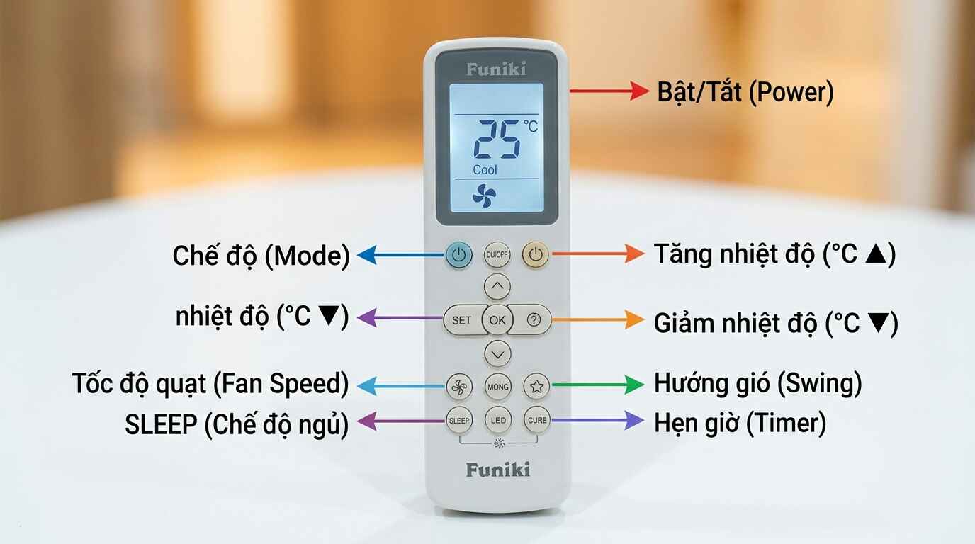 Hướng dẫn remote Funiki giúp thao tác nhanh, dễ dùng và điều chỉnh linh hoạt.