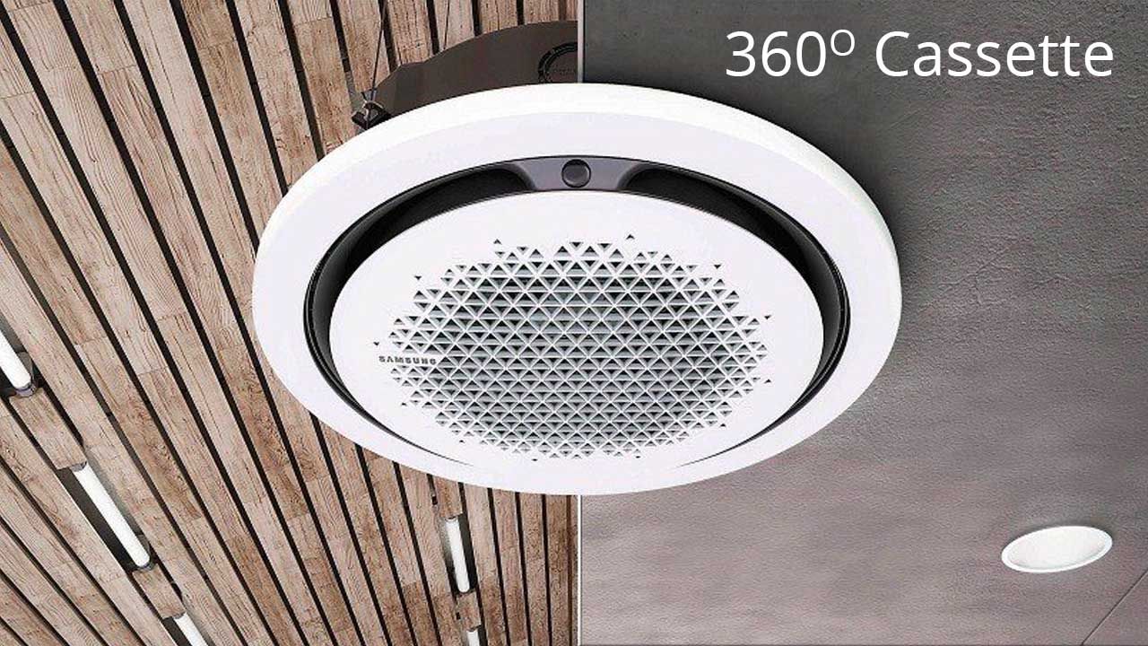 Máy lạnh âm trần Samsung thiết kế tinh tế, làm lạnh mạnh và phân bổ gió đều.