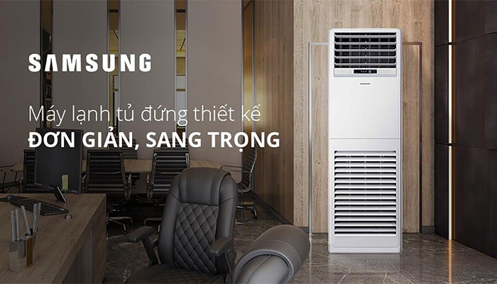 Máy lạnh tủ đứng Samsung có công suất lớn, làm lạnh nhanh cho không gian rộng.