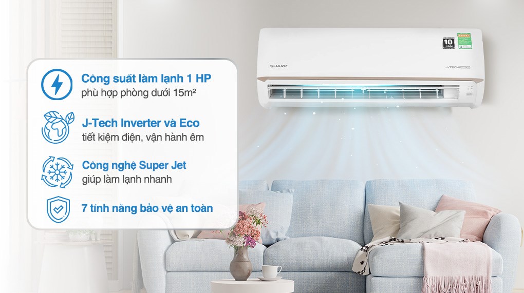 Máy lạnh Sharp J-Tech Inverter 1 HP AH-X10CEWC